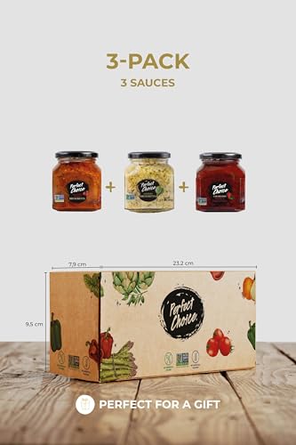 Perfect Choice Variety Pack - Delicious Artichoke Bruschetta, Sun-Dried Tomato Bruschetta & Caramelized Piquillo and Jalapeno pe