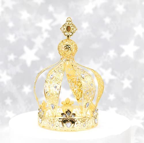 Crown Creative Metal Cake Topper Accessory Baby Shower Birthday Cake Decoration Crown For Boys & Girls Gold