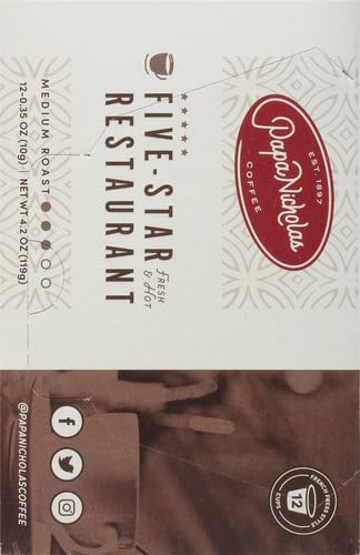 Papanicholas Coffee Single Serve Cups, 5-Star Restaurant Blend, 12 Count, Compatible with Keurig K Cup malt-inspired