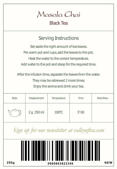 Masala Chai Organic Black Tea - Indian Black Tea Blended With Spices - Loose Leaf Englisch Style Breakfast Tea Chai Tea Loose Le