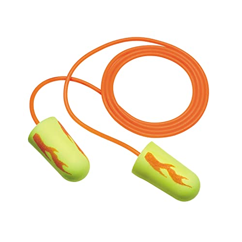 3M E-A-Rsoft Blasts Earplugs, Corded, Foam, Yellow Neon, 200 Pairs/Box