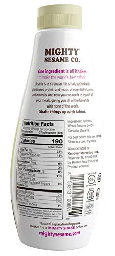 MIGHTY SESAME Tahini Paste, Whole Seed, Gluten Free, Vegan, 10.9oz (Pack of 2)