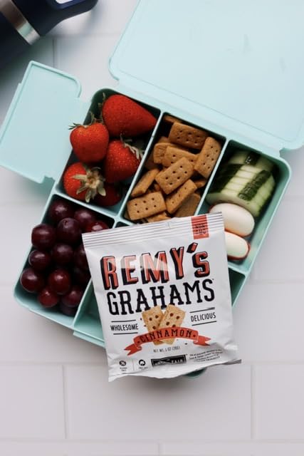 Safe + Fair Remys Cinnamon Grahams 24ct - Wholesome Healthy Snacks - Bite-Sized Whole Grain Treats - Single-Serve Pouches for S