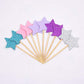 Flairs New York Party Props Decorations Cupcake Toppers (Silver Glitter Mini Stars, Pack Of 10 Cupcake Toppers)