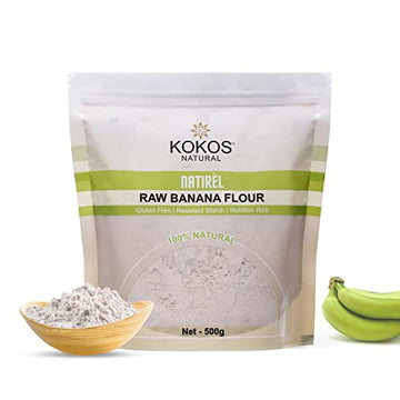 Kokos Natural Raw Banana Flour | Gluten-Free Atta | No Preservatives | Nutrition Rich & Starch| Organic Food Products | 500g (Pa