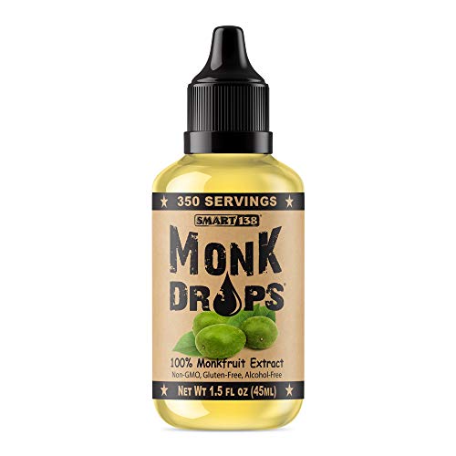 Monk Drops - 100% Monkfruit Liquid Sweetener, Zero Glycemic, Zero Calories, Zero Sugar, No Added Water, Concentrated Monk Fruit