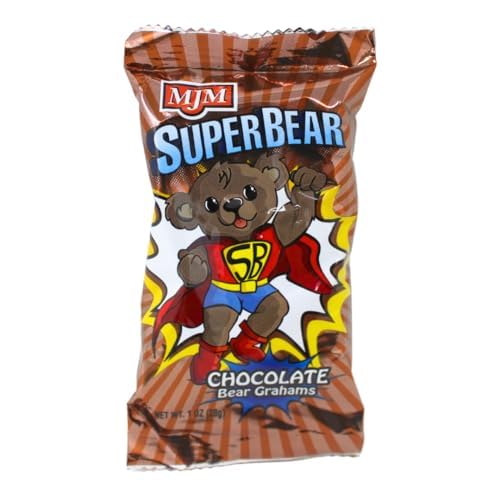 MJM SuperBear Chocolate Grahams - 50 Packs, 1 Ounce Each, Delicious Snack, Brown