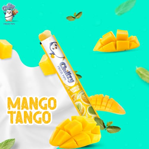 Chillzy Freeze Pops - 12 All Natural Ice Pops - Single Flavor - Teeth Friendly - 70Ml Each - 1 Pack (Mango Tango)