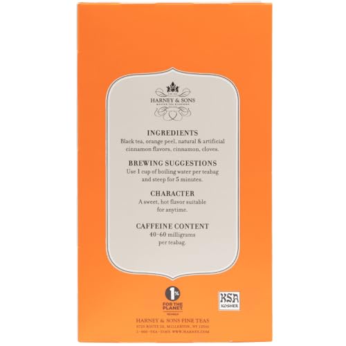 Harney & Sons Black Tea Bags  Hot Cinnamon Spice  20 Count