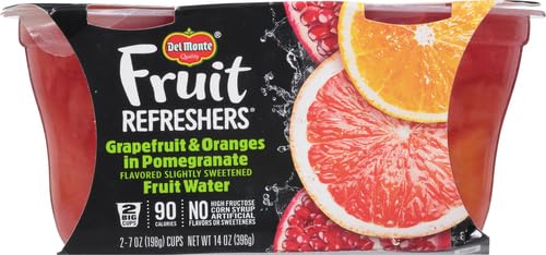 DEL MONTE FRUIT REFRESHERS Grapefruit and Oranges FRUIT CUP Snacks in Pomegranate-Flavored Sweetened Water, 7 Ounce (Pack of 2)