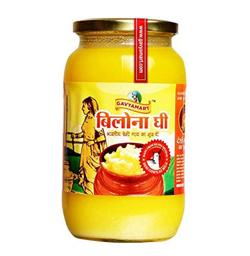 GAVYAMART Bilona Ghee 100% Pure Desi Kankrej Cow Ghee-Made Using Traditional Bilona Method 1 L- Glass Jar Pack (2 * 1 Liter)