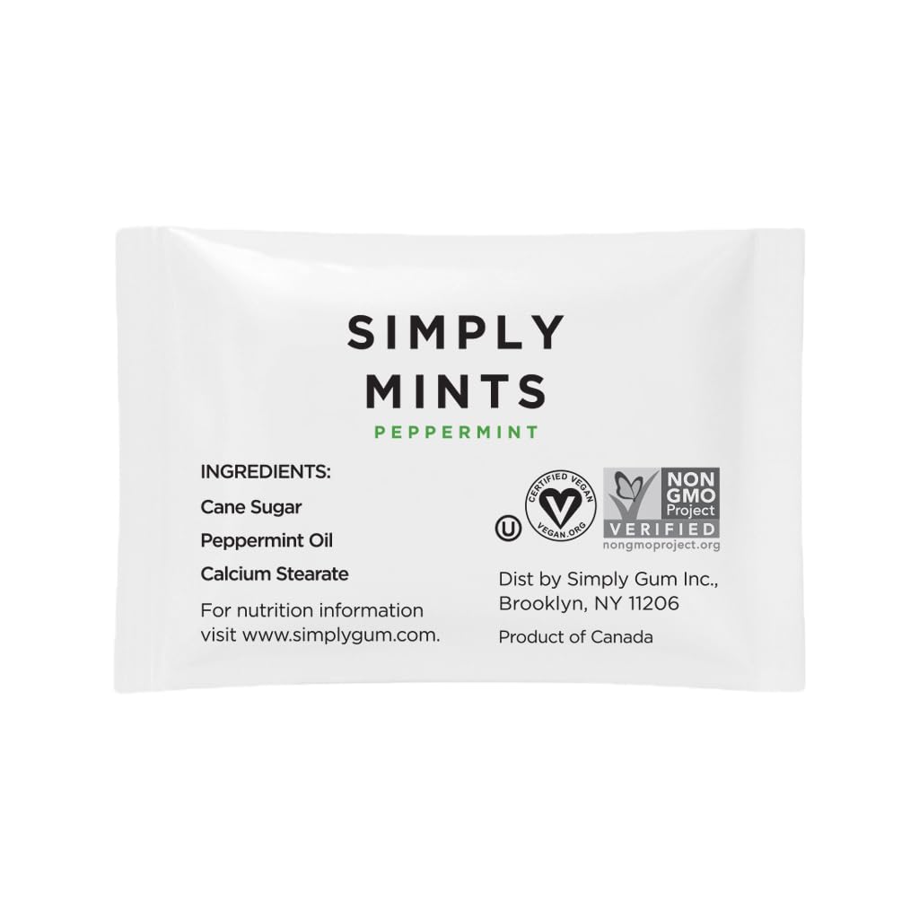 Simply Gum Individually Wrapped Mints | Mint to Be | Wedding  Bridal Shower  Anniversary  Favors | Peppermint | 50 Pouches
