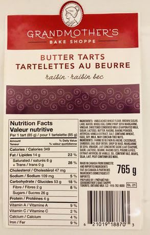 Grandmother'S Bake Shoppe Raisin Butter Tarts, 765G/27Oz., {Imported From Canada}