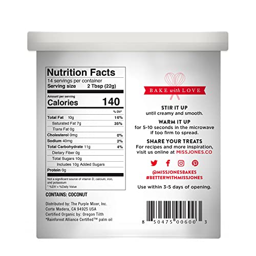 Miss Jones Baking Organic Buttercream Frosting, Perfect For Icing And Decorating, Vegan-Friendly: Vanilla (Pack Of 6)