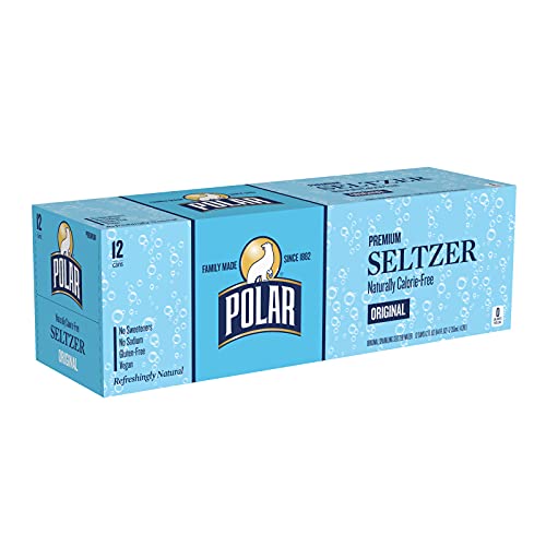 Polar Beverages Polar Seltzer Water Original, 12 fl oz cans, 12 pack, 33.8 Fluid Ounce (Pack of 12)