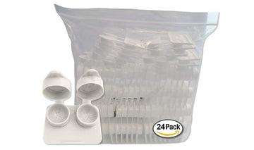 Amcon Contact Lenses Cases Flat Ribbed Extra Deep Well - White, 24 Pack