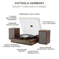 Victrola Harmony - Bluetooth Turntable System- 3-Speed Vinyl Record Player  Stereo Bookshelf Speakers  Mid-Century Modern Design  Audio Technica ATN3600L  Bluetooth Input and Output (Walnut)