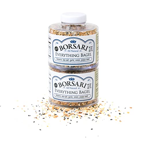 Borsari Seasoned Salt 2-Shaker Gift Set - Everything Bagel Seasoning Blend - Gluten Free Gourmet Seasonings For Steak, Fish, Pou