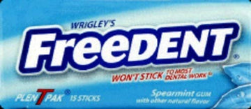Wrigleys Freedent Gum Plen T Packs Spearmint 15 Ct (Pack Of 6)