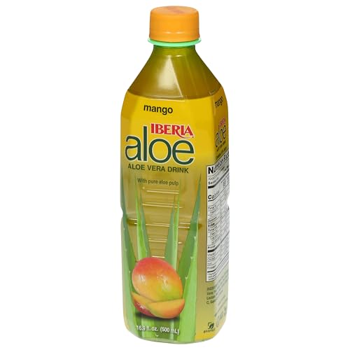 Iberia Aloe Vera Drink With Aloe Vera Pulp, Mango, 16.9 Fl Oz (Pack of 8)
