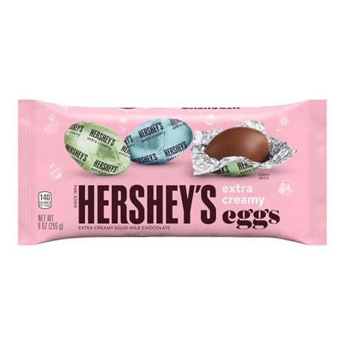 HERSHEYS Extra Creamy Milk Chocolate Eggs, Easter Candy Bag, 9 oz