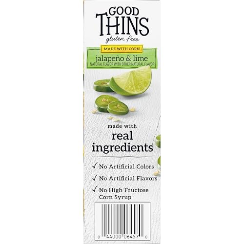 Good Thins Jalapeo & Lime Corn & Rice Snacks Gluten Free Crackers, Bulk Snack Crackers, 6 - 3.5 oz Boxes