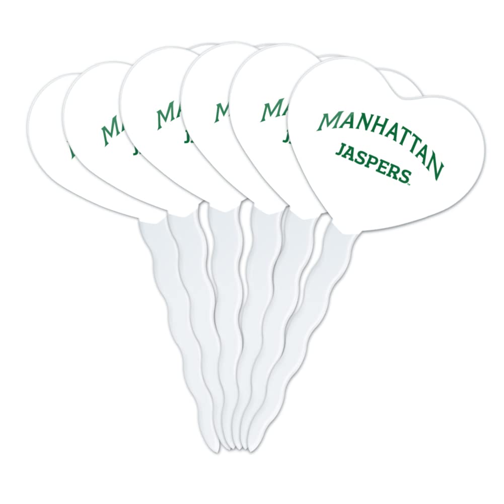 GRAPHICS & MORE Cupcake Picks Set of 6 - Acrylic Heart Toppers - Manhattan College - One Size