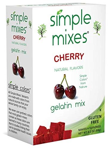 Simple Mixes Natural Gelatin Dessert, Cherry, Healthy Snacks, Lactose, Fat & Gluten Free, Kosher, 3.1 Oz Per Package, 3 Count