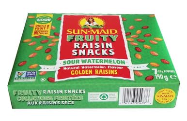 Sun-Maid Fruity Raisin Snacks, Sour Watermelon, 140g/5 oz. Box (Imported from Canada)