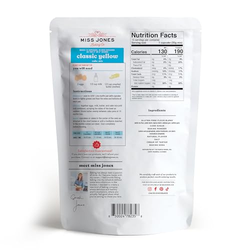 Miss Jones Baking Gluten-Free Yellow Cake Mix, Easy to Bake, 19 Ounce, Pack of 6