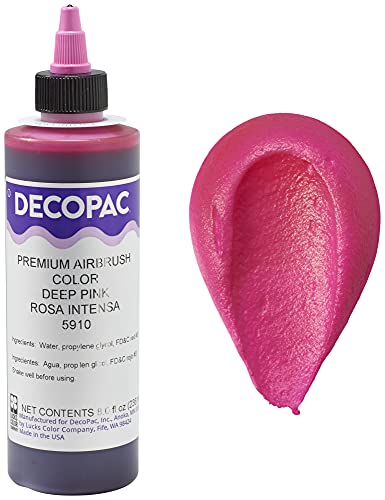 DecoPac Airbrush Food Color, Edible Cake Decorating Kit, 8 Fl Oz, Deep Pink, Model 5910