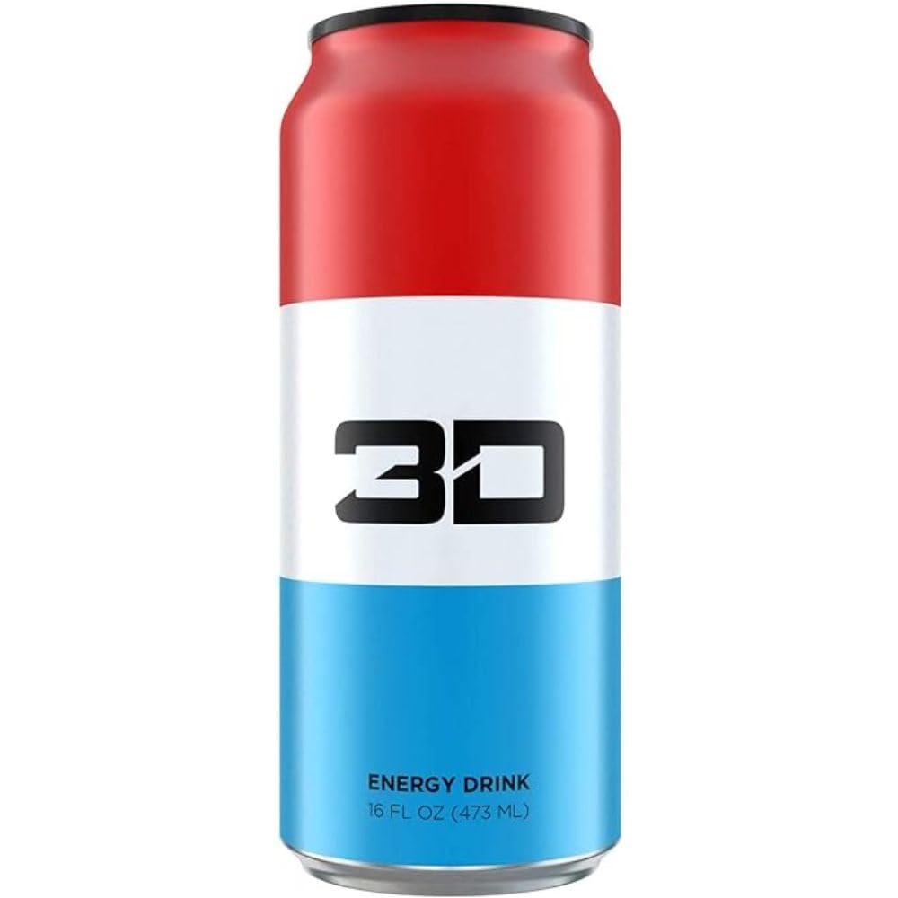3D Energy Liberty Pop | Sugar Free Energy Drink | Pre Workout Energy | 200Mg Caffeine With Taurine And L-Carnitine | 16 Fluid Ounce | 12 Pack | Red, White And Blue