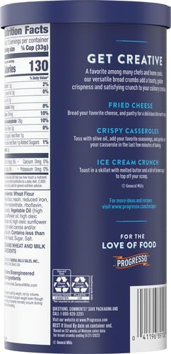 Progresso, Bread Crumbs, Plain, Cooking Ingredient, Canister, 15 oz