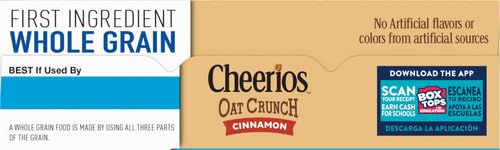 Cheerios Oat Crunch Cinnamon Oat Breakfast Cereal, Family Size, 24 oz