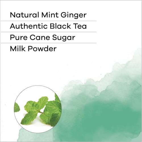 QuikTea Mint Ginger Chai Tea Latte Powder - 10 Count Single Box - All Natural & Preservative Free Instant Chai Tea Mix - Just Ad