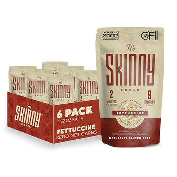 Its Skinny Fettuccine- High Fiber & Gluten Free Fettuccine Pasta Low Calorie Low Carb Vegan Pasta - Pre-Cooked Konjac Shirataki