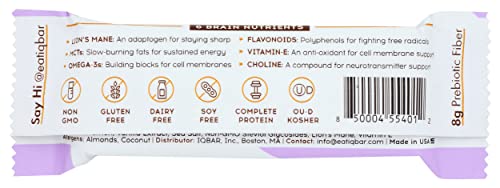 IQBAR Almond Butter Chip Protein Bar, High Fiber, Gluten Free, 1.6 Ounces (Pack Of 12)