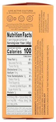 CLIO Zero Sugar Vanilla Yogurt Bars 4 Count, 5.93 OZ