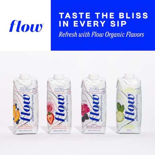 Flow Water Organic Blackberry Hibiscus Alkaline Water, 16.9 Fz (12 Pack)