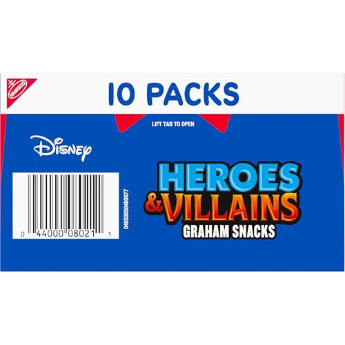 Disney Heroes and Villains Graham Snacks, Custom Cookies Variety Pack, 10-1 oz Kids Snack Packs