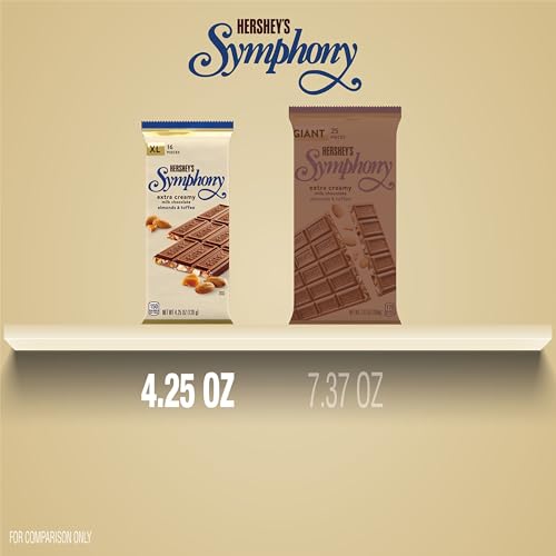HERSHEYS SYMPHONY Milk Chocolate  Almonds and Toffee XL  Candy Bar  4.25 oz (16 Pieces)