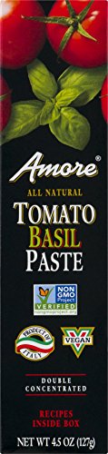 Amore Vegan Basil Tomato Paste In A Tube - Non Gmo Certified And Made In Italy (Pack Of 1)