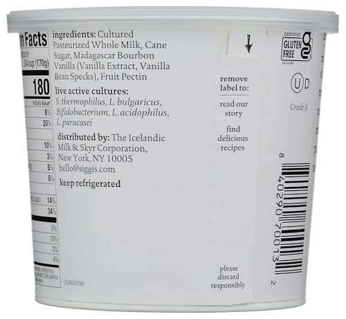 siggis Icelandic Strained Whole Milk Yogurt, Vanilla, 24 oz. - Thick, Protein-Rich Yogurt Snack