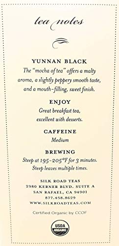 Silk Road Teas, Organic Yunnan Black Tea, English Breakfast Tea, Fair Trade, Spicy Aroma & Malty Taste, ''Mocha Of Tea'', Enjoy