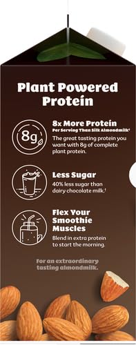 Silk Chocolate Protein Almond Milk, Dairy Free, Gluten Free, Seriously Creamy Vegan Milk with 50% More Calcium than Dairy Milk,
