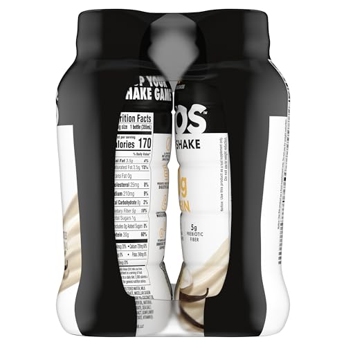 Oikos Protein Shake  Vanilla  30g High Protein Drinks  Shelf Stable  Ready to Drink  5g Prebiotic Fiber  12 fl oz Bottle  4 Count