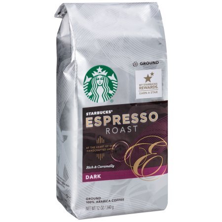 Starbucks Ground Coffee, Espresso Roast, Dark Roast Coffee With Notes Of Rich Molasses & Caramel, Ground 100% Arabica Coffee, 12