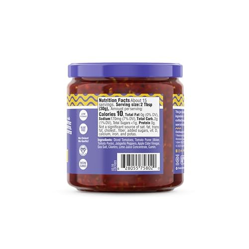 Fody Foods Vegan Mild Salsa, Chunky Tomato Jalapeno, Low Fodmap Certified, Sensitive Recipe, Gut & IBS Friendly, 16 Ounce, Pack