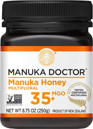 MANUKA DOCTOR - MGO 35+ Manuka Honey Multifloral, 100% Pure New Zealand Honey. Certified. Guaranteed. RAW. Non-GMO (8.75oz)