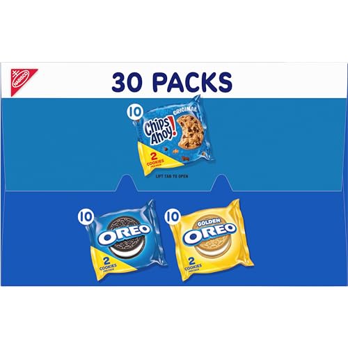 Nabisco Sweet Treats Cookie Variety Pack OREO, OREO Golden & CHIPS AHOY!, 30 Snack Packs (2 Cookies Per Pack) (Pack of 2)